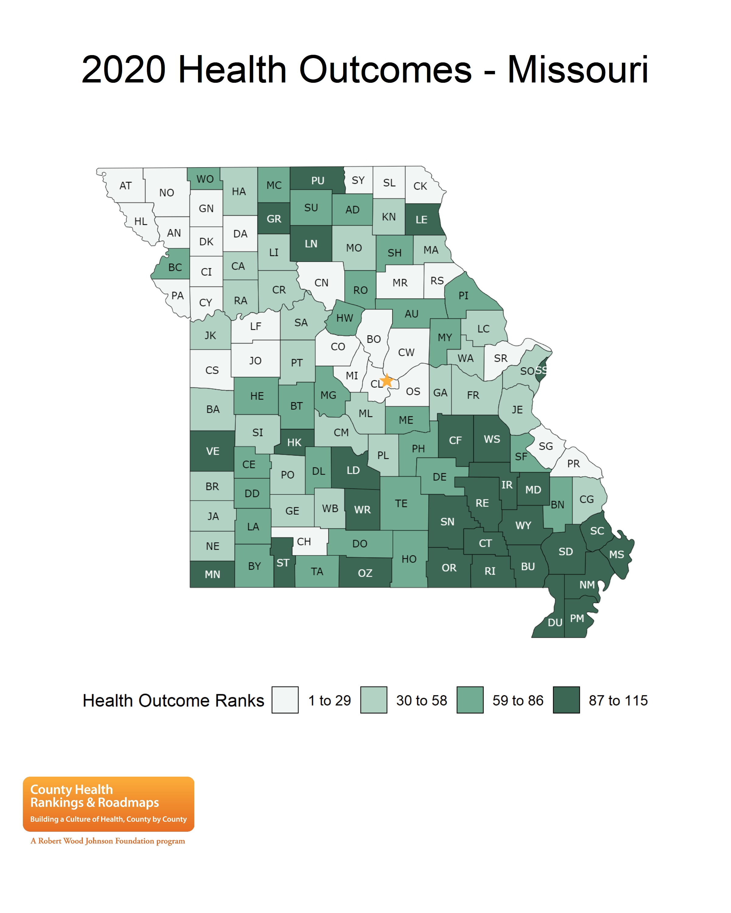 Data And Resources County Health Rankings Roadmaps 2020 Missouri HO Map 